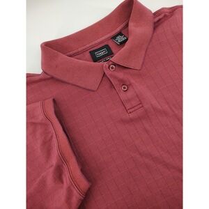 Haggar Polo Shirt Men 2XLT Burgundy Excellent SwiftDry Grid Pattern Short Sleeve